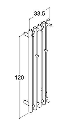 Dansani Luna Kvika håndklædetørrer m/timer - 33x120 cm - Rustfri stål