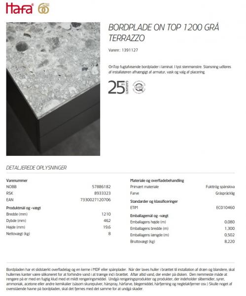 Badeværelse makeover - 121 cm bordplade m/vask og mat sort armatur Badeværelse makeover - 121 cm bordplade m/vask og mat sort armatur