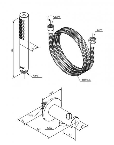Damixa Silhouet komplet brusesystem til indbygning/loft - Krom Damixa Silhouet komplet brusesystem til indbygning/loft - Krom