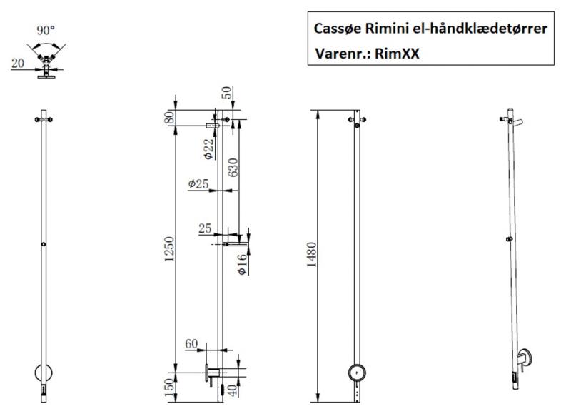 Cassøe Rimini håndklædetørrer - Børstet messing Cassøe Rimini håndklædetørrer - Børstet messing
