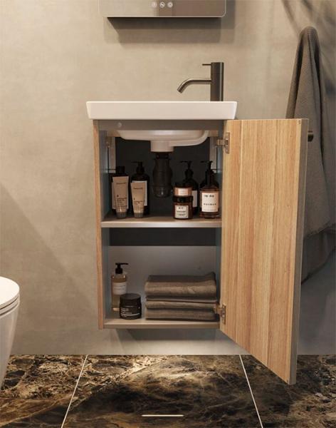 Dansani Luna Urban 40 mini møbelsæt m/Micro Larghetto vask og låge - Høj - Varm eg Dansani Luna Urban 40 mini møbelsæt m/Micro Larghetto vask og låge - Høj - Varm eg