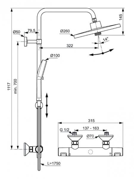 Ideal Standard Ceratherm T25+ brusesystem Ideal Standard Ceratherm T25+ brusesystem
