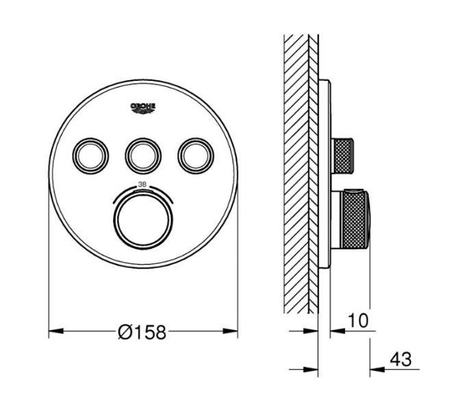 Grohe SmartControl komplet brusesystem med SmartActive brus til indbygning/loft - Børstet Cool Sunrise Grohe SmartControl komplet brusesystem med SmartActive brus til indbygning/loft - Børstet Cool Sunrise