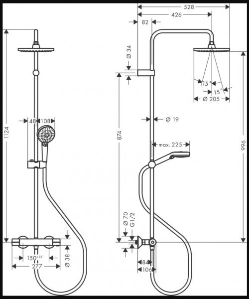 hansgrohe Vernis Blend Showerpipe 200 1jet - Mat sort