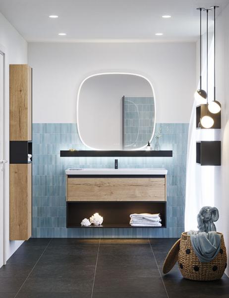 Dansani Luna Classic 120 møbelsæt m/Larghetto vask og integrerede greb - Natur eg/sort Dansani Luna Classic 120 møbelsæt m/Larghetto vask og integrerede greb - Natur eg/sort