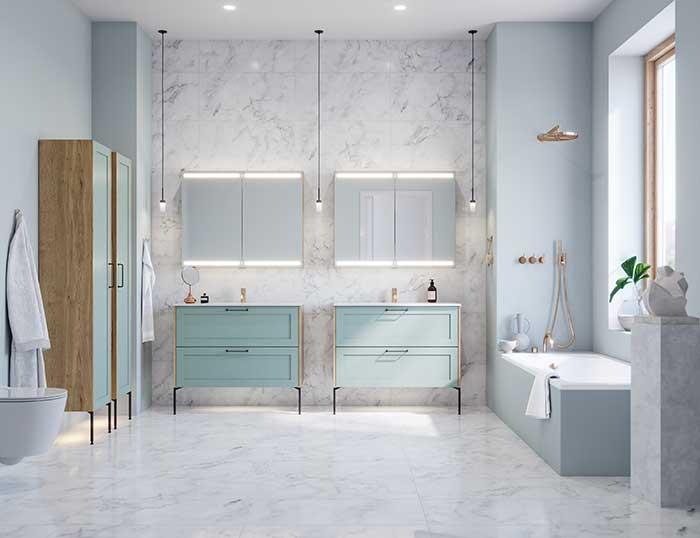 Dansani Luna Classic 100 møbelsæt m/Minore vask og rammefront - Natur eg/valgfri farve Dansani Luna Classic 100 møbelsæt m/Minore vask og rammefront - Natur eg/valgfri farve