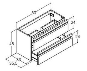 Dansani Luna Urban 80 møbelsæt m/Mini Minore håndvask og skuffer - Valgfri farve Dansani Luna Urban 80 møbelsæt m/Mini Minore håndvask og skuffer - Valgfri farve
