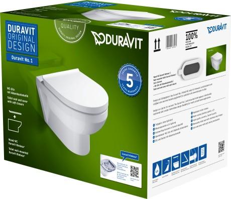 Duravit No.1 Compact Rimless væghængt toilet inkl. toiletsæde m/softclose og Wondergliss Duravit No.1 Compact Rimless væghængt toilet inkl. toiletsæde m/softclose og Wondergliss